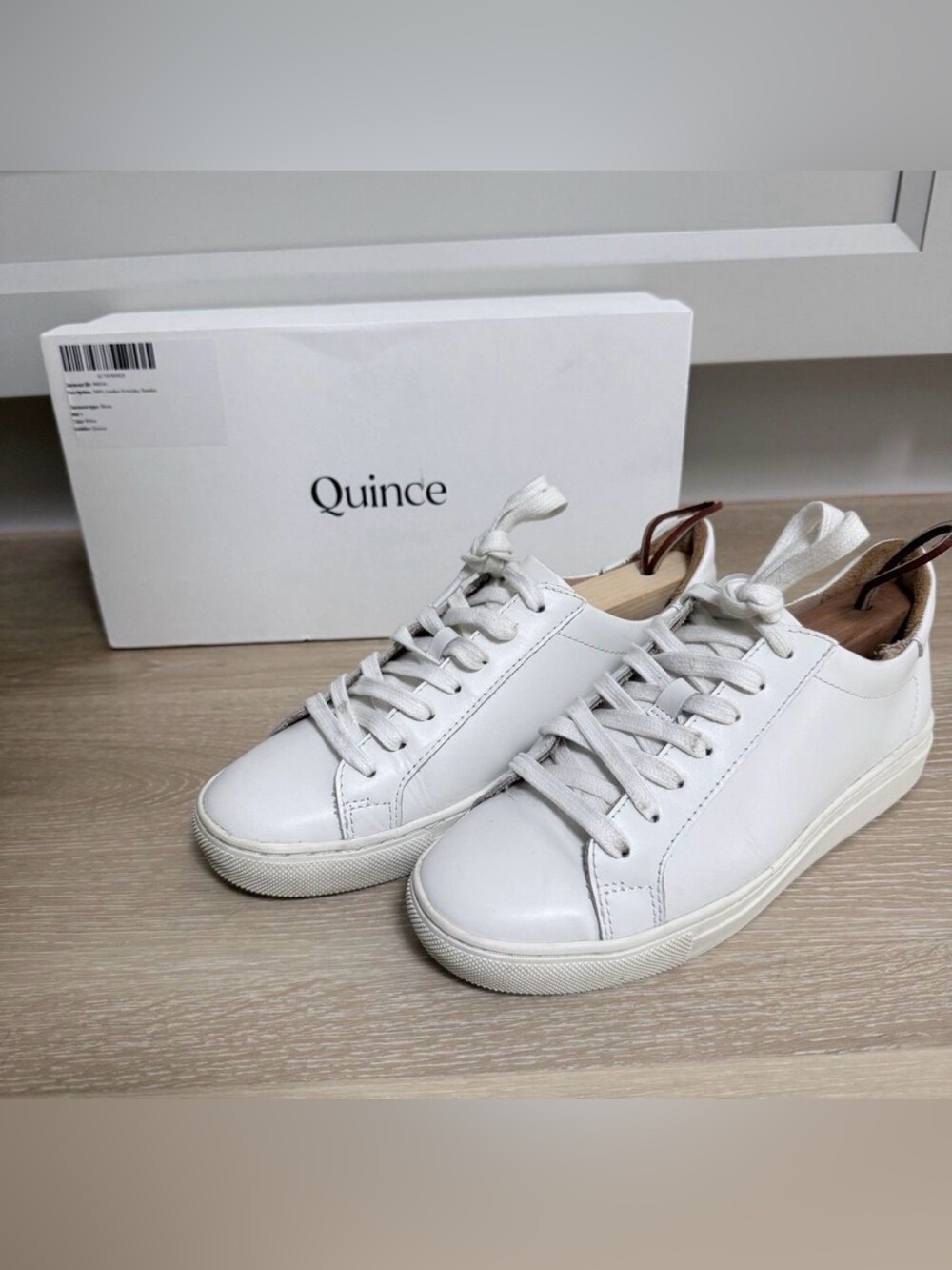 Quince Women 100% Leather Everyday Sneaker White Preppy Quiet Luxury Minimalist